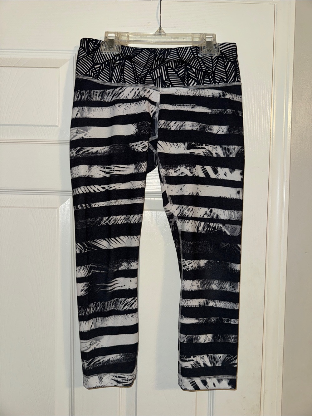 lululemon athletica Black & White Striped Capri Leggings
